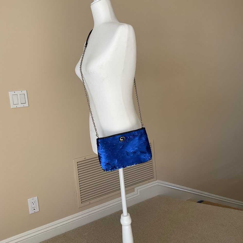 Coach Sequin Blue Chain Shoulder Bag